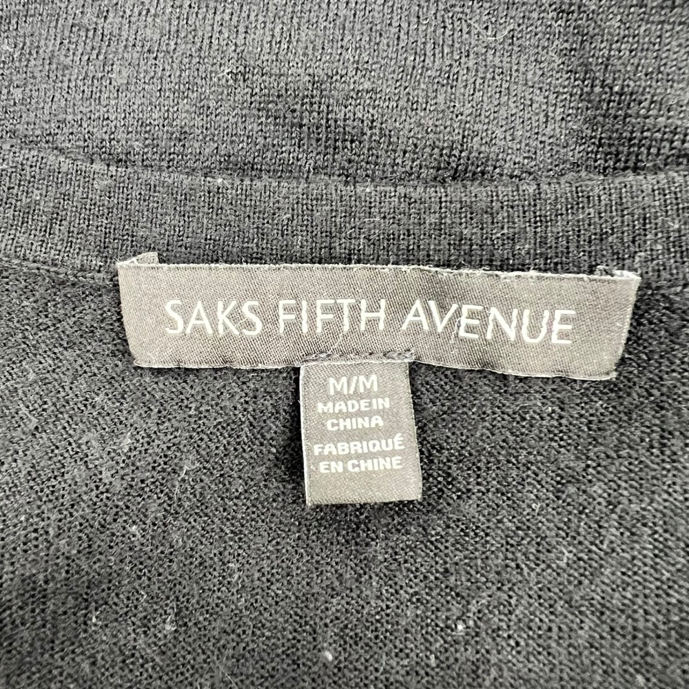 Saks Fifth Avenue Womens Black Wool Cashmere Blend V-Neck Sleeveless Sweater M - Picture 4 of 5